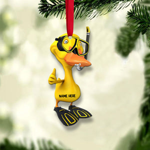 Snorkeling Yellow Duck - Personalized Christmas Ornament - Gifts for Snorkelers - Ornament - GoDuckee