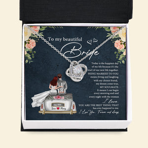 Couple To My Beautiful Bride - Personalized Love Knot Necklace - Jewelry - GoDuckee