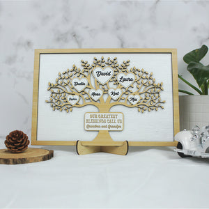 Family Our Greatest Blessings, Personalized Layered Wood Sign Stand, Family Gifts - Wood Sign - GoDuckee