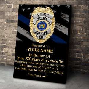We Thank You Personalized Police Canvas Print Police Badge Casting Plaque Award - Poster & Canvas - GoDuckee