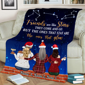 Personalized Christmas Zodiac Sister Blanket - Friends Are Like Stars They Come And Go - Blanket - GoDuckee