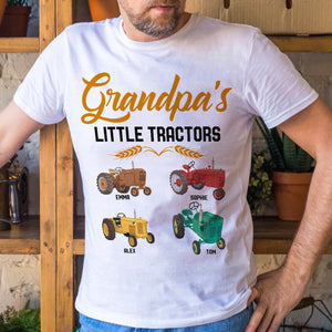 Grandpa's Little Tractors Personalized Shirts, Gift For Dad, Grandpa - Shirts - GoDuckee