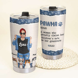 Personalized Cat Mom Tumbler Cup - Pawma Noun - Cool Woman With Cats - Tumbler Cup - GoDuckee