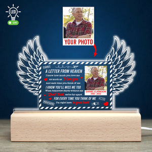 A Letter From Heaven, Gift For Heaven Led Light Wooden Base - Led Night Light - GoDuckee