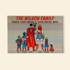 Where Life Begins And Love Never Ends Personalized Canvas Print, Gift For Family - Poster & Canvas - GoDuckee