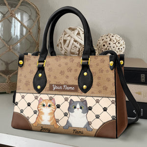 Personalized Cat Leather Bag, Gift For Cat Lovers - Leather Bag - GoDuckee