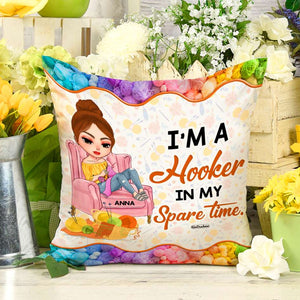 I'm A Hooker In My Spare Time Personalized Crochet Pillow - Pillow - GoDuckee