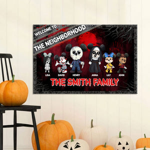 Welcome To The Neighborhood Personalized Halloween Metal Sign, Gift For Family - Metal Wall Art - GoDuckee