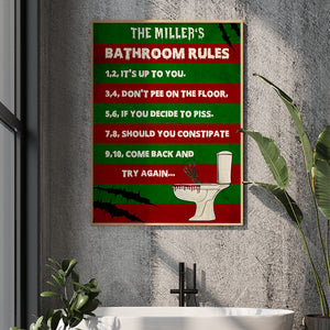 Personalized Halloween Freddy Krueger Sweater Canvas Print, Funny Horror Bathroom Rules, It's Up To You - Poster & Canvas - GoDuckee