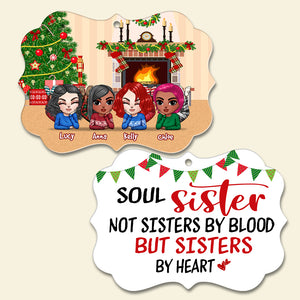 Not Sisters By Blood But By Heart - Personalized Christmas Ornament - Gift For Soul Sister, Best Friend, Doll Girls - Ornament - GoDuckee