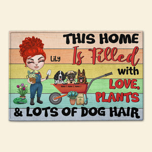 Personalized Plant Lady Dolls & Dog Breeds Doormat - This Home Is Filled With Love - Doormat - GoDuckee