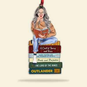 Girl Reading Book - Custom Book Titles, Personalized Acrylic Ornament bao0811 - Ornament - GoDuckee