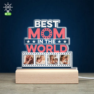 Best Mom In The World, Personalized 3D Led Light Wooden Base, Best Mom Certification Led Light, Mother's Day, Birthday Gift For Mom - Led Night Light - GoDuckee