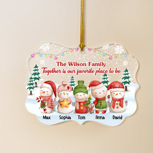 Together Is Our Favorite Place To Be Personalized Snowman Family Ornament, Christmas Gift For Family - Ornament - GoDuckee