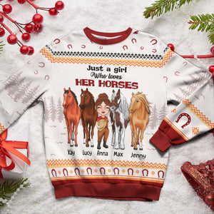 Just A Girl Who Loves Her Horses Personalized Horse Shirt, Gift For Farmer - AOP Products - GoDuckee