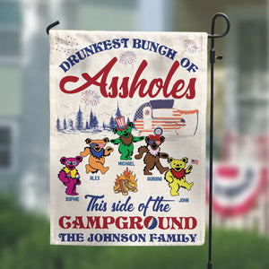 Drunkest Bunch of Assholes This Side of the Campground Personalized Independence Day Flag - Flag - GoDuckee