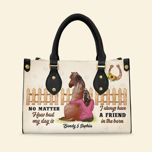 Horse A Friend In The Barn Personalized Leather Bag - Leather Bag - GoDuckee