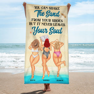 Shake The Sand From Your Shoes - Personalized Beach Towel - Gifts For Big Sister, Sistas, Girls Trip - Sunbathing Girls - Beach Towel - GoDuckee
