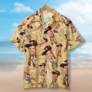 Custom Pirate Face Hawaiian Shirt and Men Beach Shorts- Summer Gift For Him, Pirate Lover - Hawaiian Shirts - GoDuckee