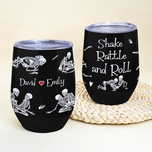 Skeleton Couple, Personalized Couple Wine Tumbler - Wine Tumbler - GoDuckee