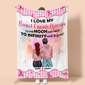 Breast Cancer I Love My Breast Cancer Warrior Custom Blanket - Blanket - GoDuckee