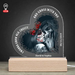 I Wanna Grow Old With You Personalized 3D Led Light Wooden Base, Couple Gift - Led Night Light - GoDuckee