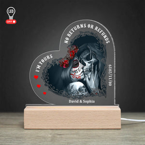I'm Yours No Returns Or Refunds Personalized 3D Led Light Wooden Base, Couple Gift - Led Night Light - GoDuckee