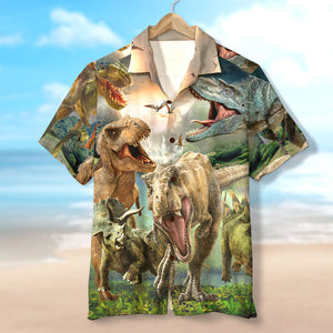 Angry Dinosaur Hawaiian Shirt - Lost In Jurassic Park - Dinosaur Theme - Hawaiian Shirts - GoDuckee
