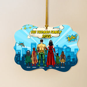 Family Super Hero Personalized Acrylic Christmas Gift To Decorate - Ornament - GoDuckee