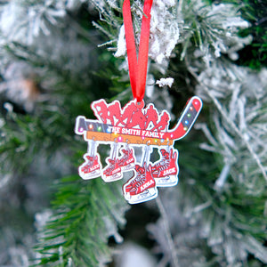 Hockey Family Personalized Custom Shape Ornament, Christmas Gift - Ornament - GoDuckee