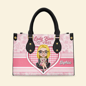 Personalized Office Girl Boss Leather Bag, Lady Boss Vibes - Leather Bag - GoDuckee