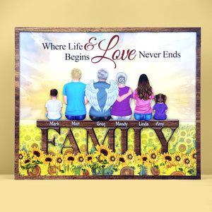 Family Where Life Begins & Love Never Ends - Personalized Wood Sign Stand - Wood Sign - GoDuckee