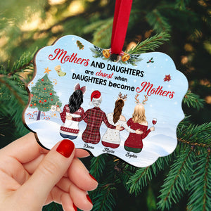 Mothers And Daughters Are Closest Personalized Medallion Wood Ornament , Gift For Mother and Daughter - Ornament - GoDuckee
