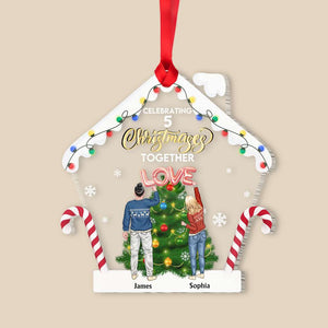Celebrating Christmas Together,Personalized New Home Couple Acrylic Custom Shape Ornament, Christmas Gift - Ornament - GoDuckee