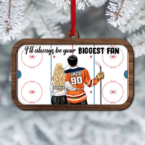 I'll Always Be Your Biggest Fan Personalized Hockey Couple Ornament, Christmas Tree Decor - Ornament - GoDuckee