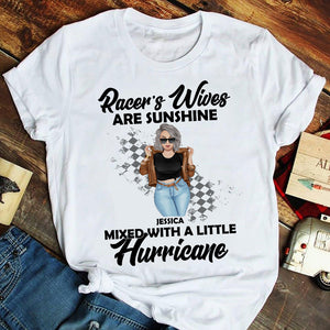 Racing Girl Are Sunshine Mixed With A Little Hurricane Personalized Shirts - Shirts - GoDuckee
