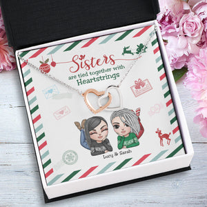 Friends Christmas Sisters Are Tied Together With Heartstrings Interlocking Hearts Necklace - Jewelry - GoDuckee