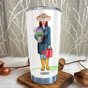 Gardening - Personalized Plant Lady Tumbler - Roses and Lavender For Luck - Tumbler Cup - GoDuckee