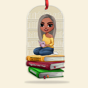 Book Little Girl Doll Reading Books, Personalized Acrylic Ornament bao0811 - Ornament - GoDuckee
