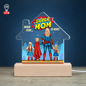 Super Mom Is Here, Personalized 3D Led Light, Gift For Mother's Day - Led Night Light - GoDuckee
