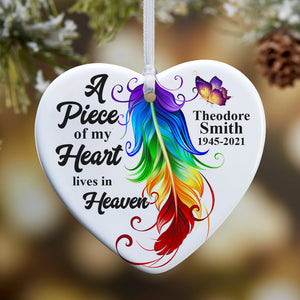 Heaven A Piece Of My Heart Lives In Heaven - Personalized Ornament - Ornament - GoDuckee