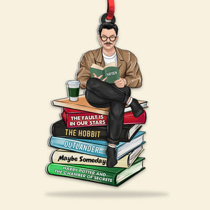 Book Man Reading Chilling, Personalized Acrylic Ornament - Ornament - GoDuckee