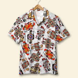 Firefighter Playing Card Hawaiian Shirt, Aloha Shirt, Gift For Him - Hawaiian Shirts - GoDuckee