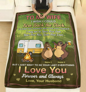 Personalized Camping Bears Blanket, I Love You Forever And Always - Blanket - GoDuckee