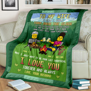 Personalized Camping Lego Couple Blanket - I Love You - Blanket - GoDuckee