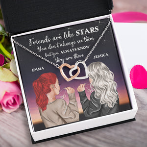Bestie Friends Are Like Stars - Personalized Interlocking Hearts Necklace - Jewelry - GoDuckee