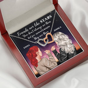 Bestie Friends Are Like Stars - Personalized Interlocking Hearts Necklace - Jewelry - GoDuckee