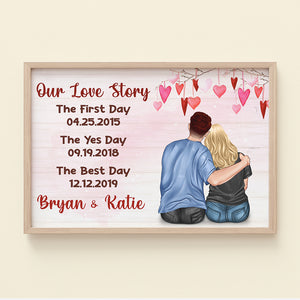 Personalized Jean Couple Poster - Our Love Story The First Day The Yes Day The Best Day - Poster & Canvas - GoDuckee