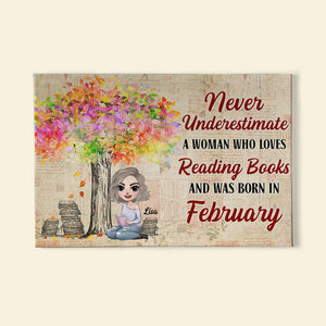 Personalized Reading Girl Poster - Never Underestimate A Woman Who Loves Reading Books - Watercolor Background - Poster & Canvas - GoDuckee