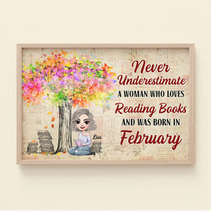 Personalized Reading Girl Poster - Never Underestimate A Woman Who Loves Reading Books - Watercolor Background - Poster & Canvas - GoDuckee